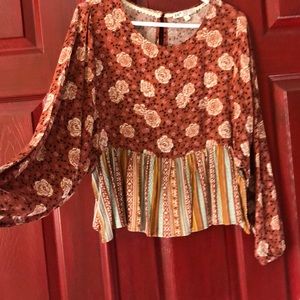 Jolt Rust Floral Peplum Crop Top